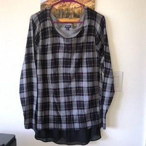 Torrid plaid sweater with chiffon bottom